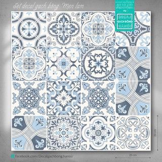 Decal gạch bông Set Men Lam