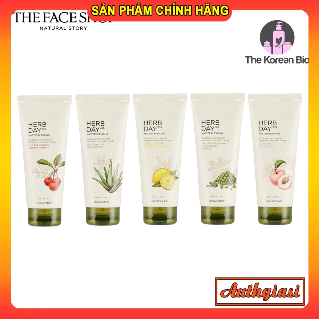 Sữa rửa mặt The Face Shop Herb Day 365 Cleansing Foam TFS SRM làm sạch da sâu 170ml