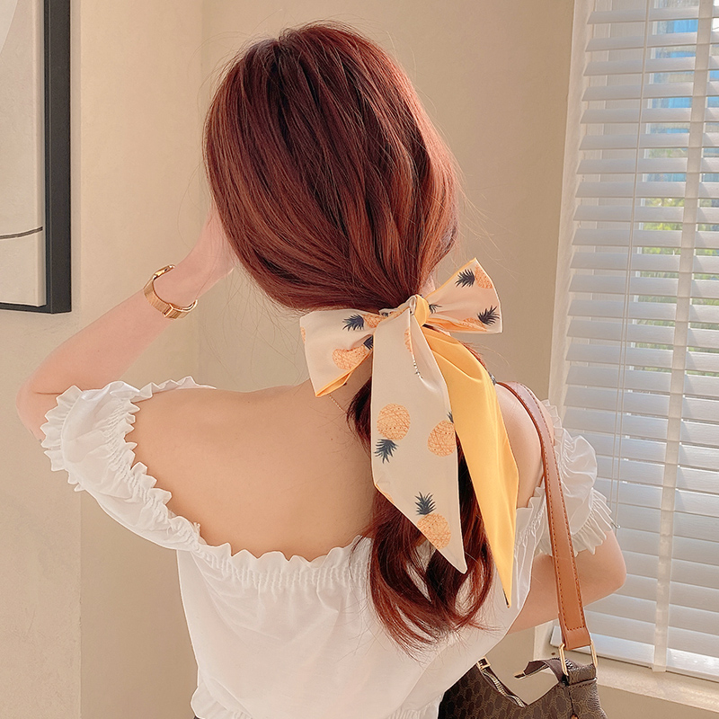 Dây buộc tóc kiểu khăn choàng vải lụa có phối ruy băng phong cách cổ điển thời trang mới