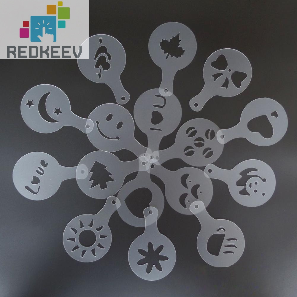 Bộ dụng cụ rắc socola và 16 khuôn tạo hình cappuccino