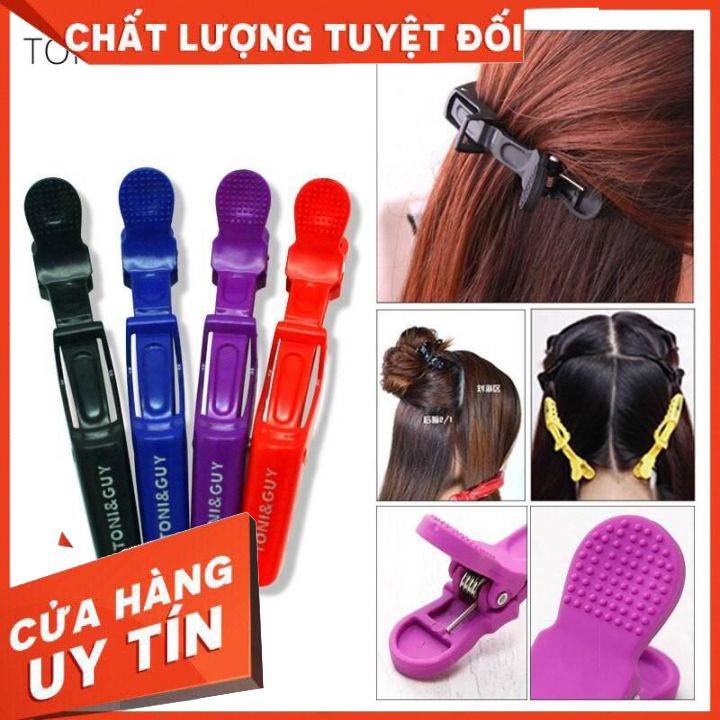 Kẹp chia tóc mỏ vịt cá sấu-kẹp cá sấu-đủ màu- phụ liệu tóc -kẹp vịt chia tóc khi uấn-nhuộm  tóc rất tiện lợi