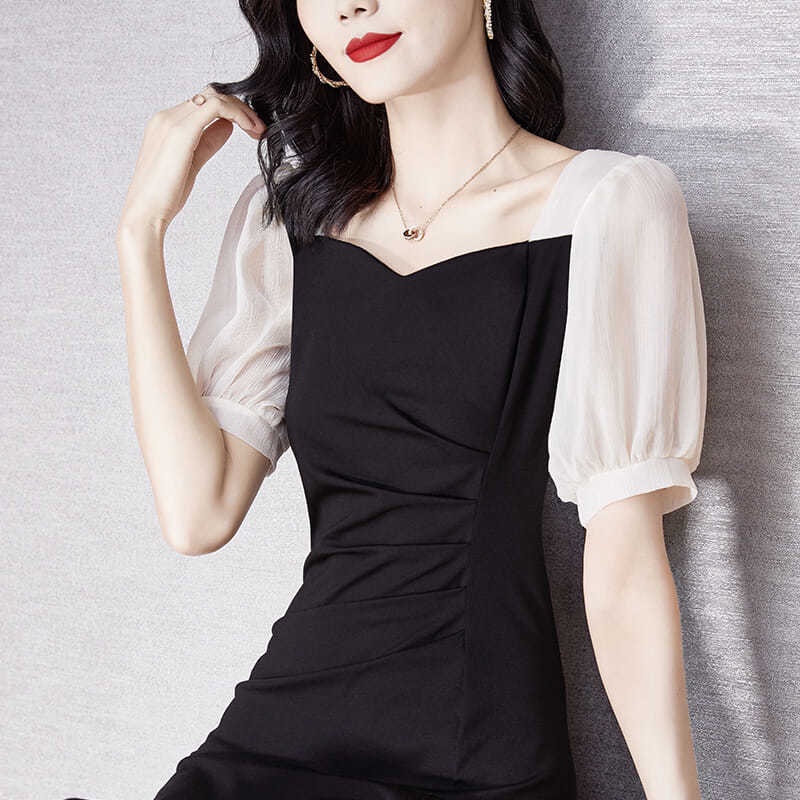 Đầm ôm eo phong cách Pháp thời trang mùa hè hàng mới