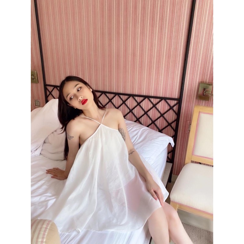 Đầm NEPHE DRESS xinh như nàng thơ chất vải voan 2 lớp dày dặn thiết kế 2 dây hở lưng quyến rũ