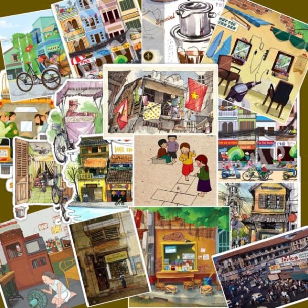 [STICKER 1K] SET 30 STICKER VN NGÀY XƯA SIÊU CHẤT DÁN TRANG TRÍ ĐT LAPTOP VALI TƯỜNG TỦ KỆ MŨ BẢO HIỂM XE MÁY NOTEBOOK