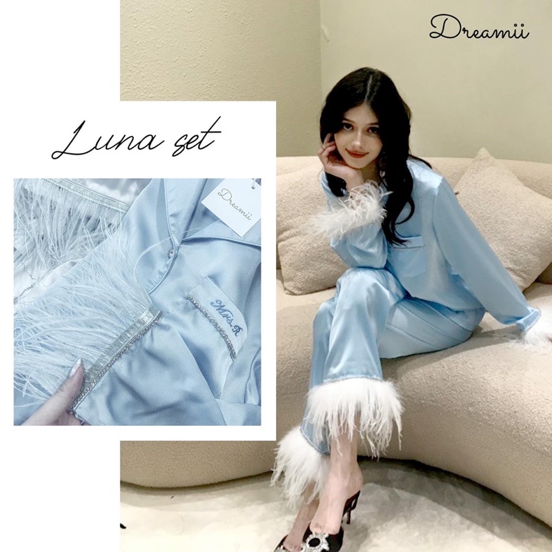 [DREAMII] Bộ Ngủ Nữ Dài Tay Luna Set Thiết Kế Sang Trọng, Chất Liệu Lụa Cao Cấp