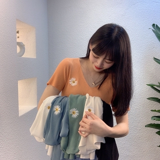 Tay áo nửa đầu kiểu daisy phong cách hàn quốc croptop 6038