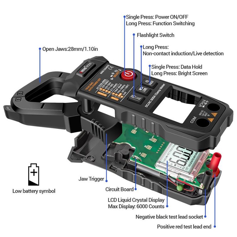 DC Đồng Hồ Vạn Năng Kĩ Thuật Số Aneng St210 600a 6000