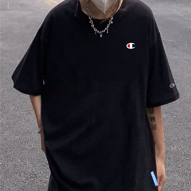 Áo phông Champion logo nhỏ, áo thun unisex tay lỡ, form rộng, chất cotton thoáng mát, Dorystore