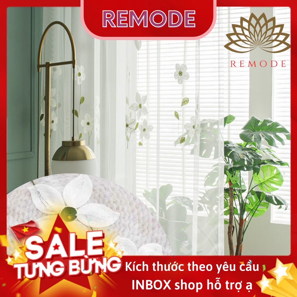 Rèm voan thêu trang trí, rèm voan trắng dán tường, dán cửa, decor cửa sổ cửa chính phòng ngủ, phòng khách REMODE