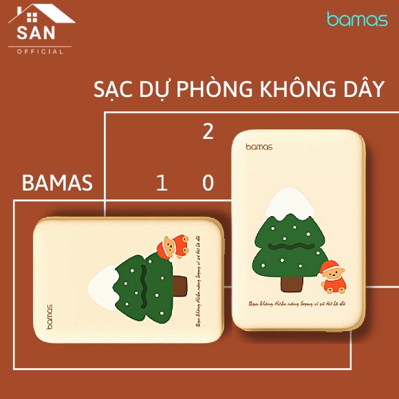 Sạc Dự Phòng Không Dây BAMAS B102 - Sạc Từ Tính Tích Điện Dung Lượng 5000mAh Siêu Tiện Lợi.