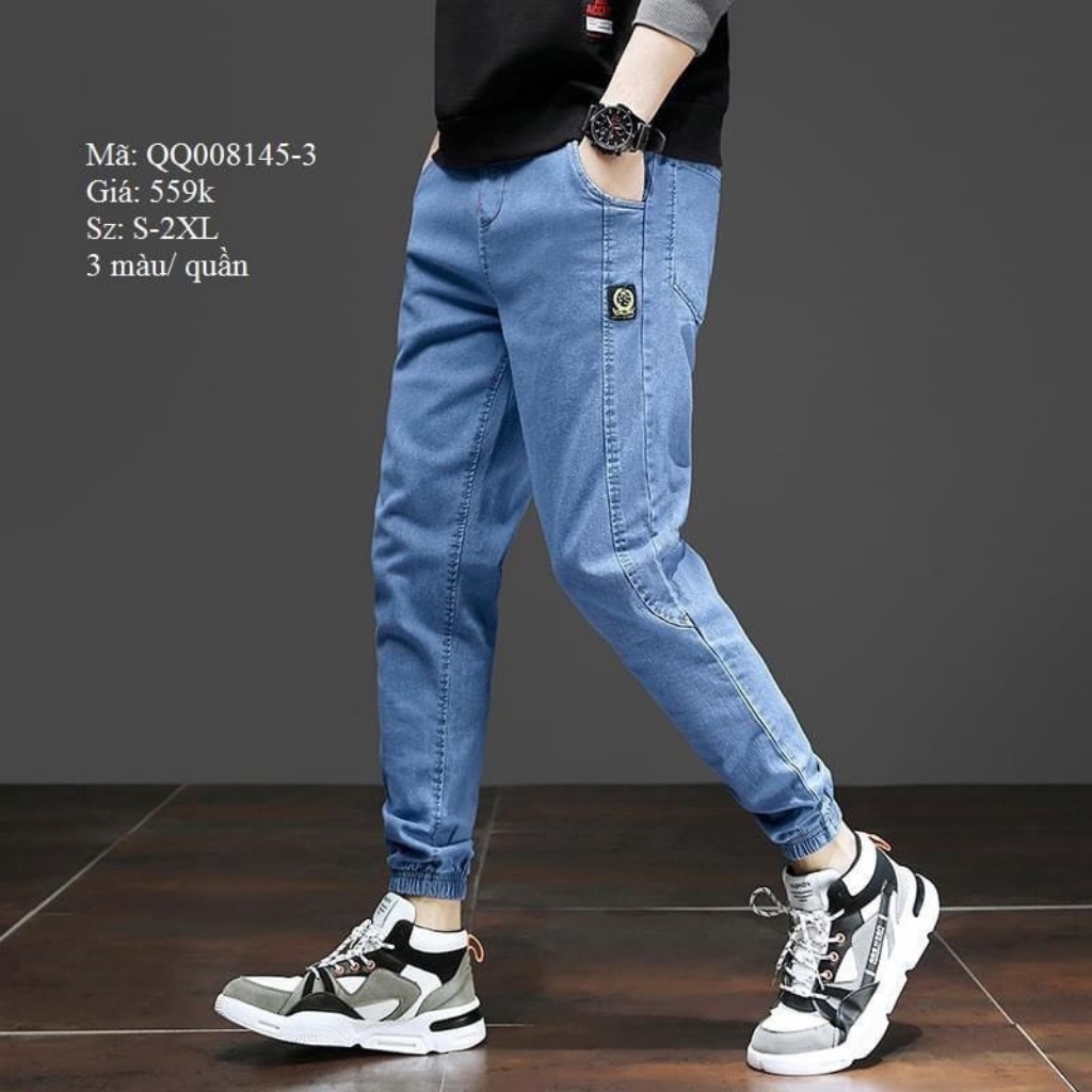 Quần jean jogger nam màu đen trơn không rách chất bò cao cấp co dãn 4 chiều quần rin nam đẹp LOZATA NL72