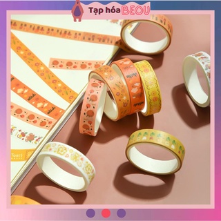 Washi tape cute set 5 cuộn, băng keo trang trí sổ dễ thương
