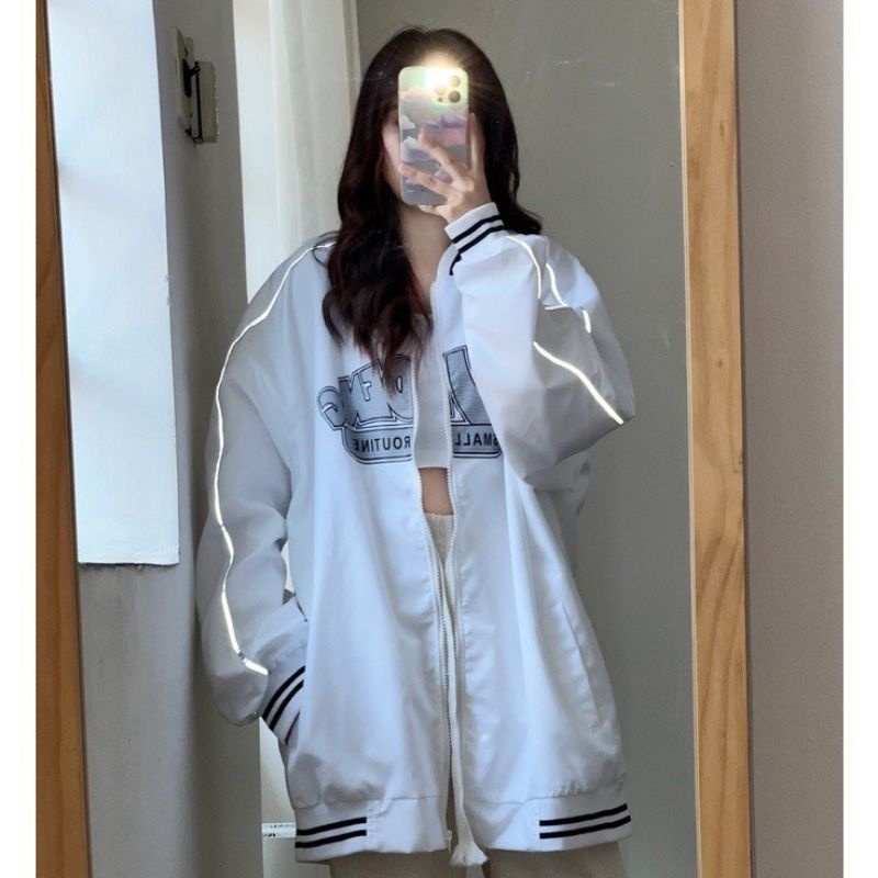 Áo Bomber Dù 2 Lớp Sọc Phối Chữ Trước Ngực Siêu Chất Fom Nam Nữ - Phong Cách 4 Mùa Đa Tác Dụng Hot Trend Thu Đông 2022