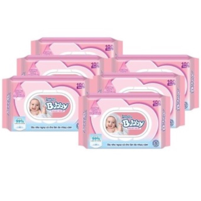 Khăn giấy ướt bobby 100 tờ 5 gói