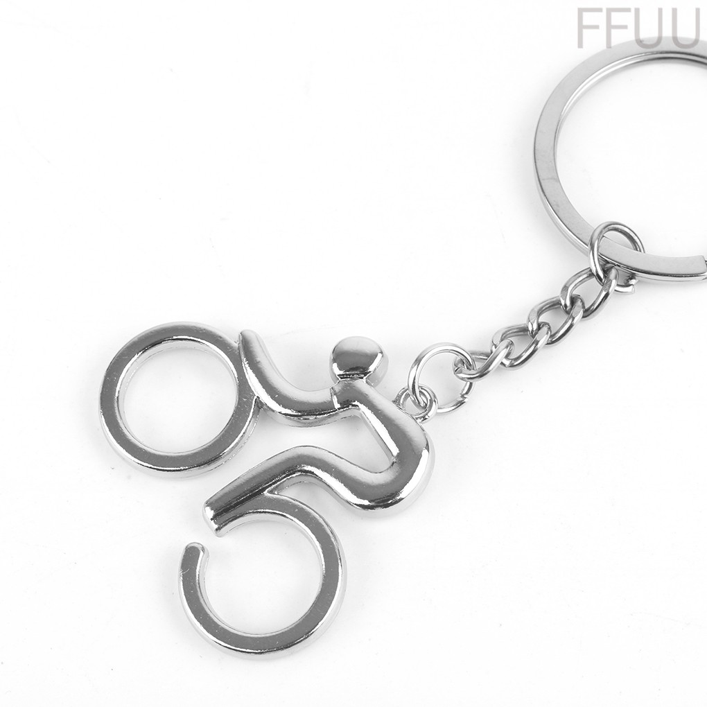 Móc khóa kim loại kiểu xe đạp độc đáo màu bạc