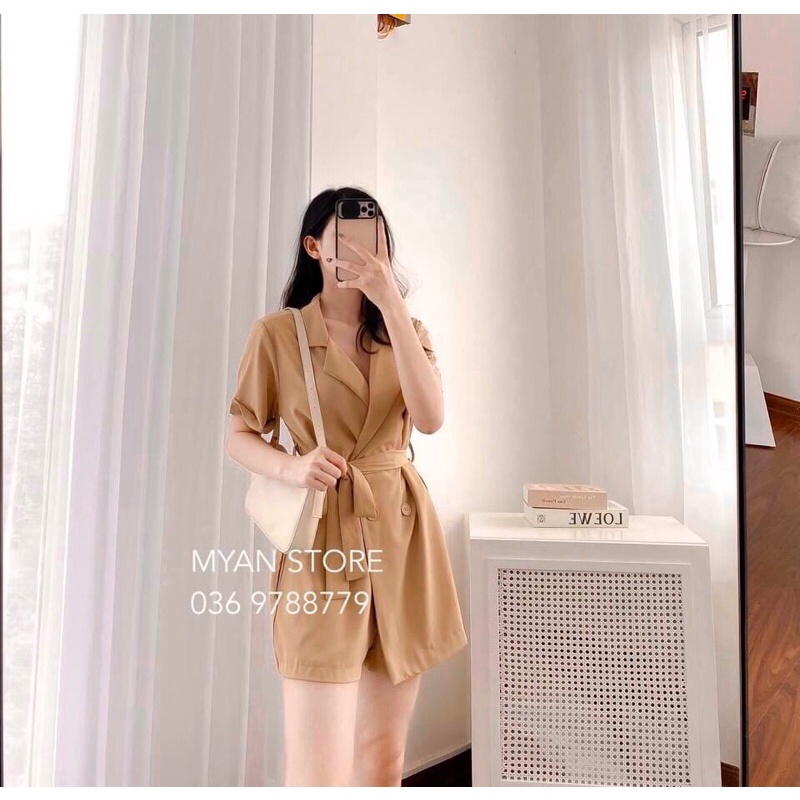 ÁO BLAZER CỘC TAY DÁNG DÀI KÈM ĐAI