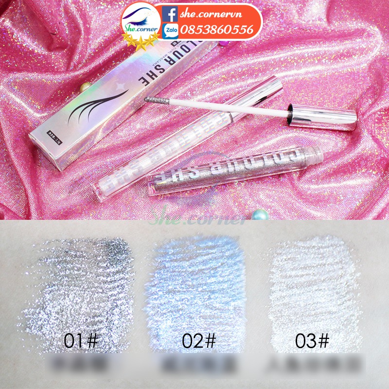 Mascara kim tuyến Colour SHE Glitter Top Coat Mascara C001 chuốt mi lấp lánh làm dài và dày mi lâu trôi lo 2.5g | BigBuy360 - bigbuy360.vn