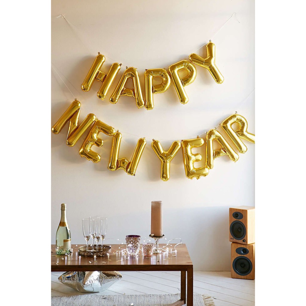 Bộ bóng chữ Happy New Year trang trí đón năm mới