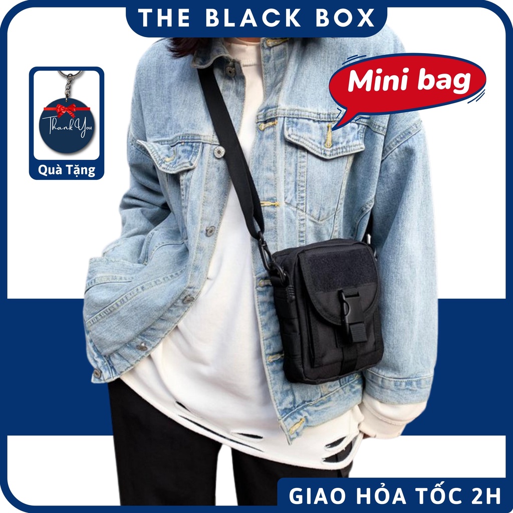 Túi Đeo Chéo Unisex Thời Trang Nam Nữ Chất Liệu Vải Polyester Dệt Trơn Cao Cấp Freeship - The Black Box