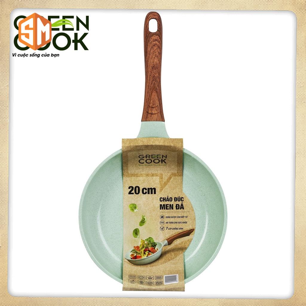 Chảo Đúc Đáy Từ Chống Dính Men Đá Green Cook Size 20cm GCP06-20IH