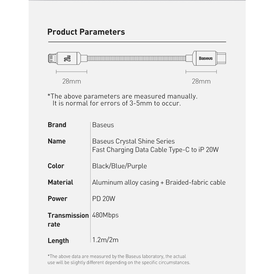 Cáp sạc nhanh BASEUS PD 20W loại C sang thích hợp cho For iPhone 14 Pro Max