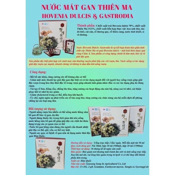 [HÀNG MỚI VỀ] Nước Bổ Gan, Mát Gan Thiên Ma Lên Men KGF Hàn Quốc, Hộp Vuông 30 Gói x 50ml