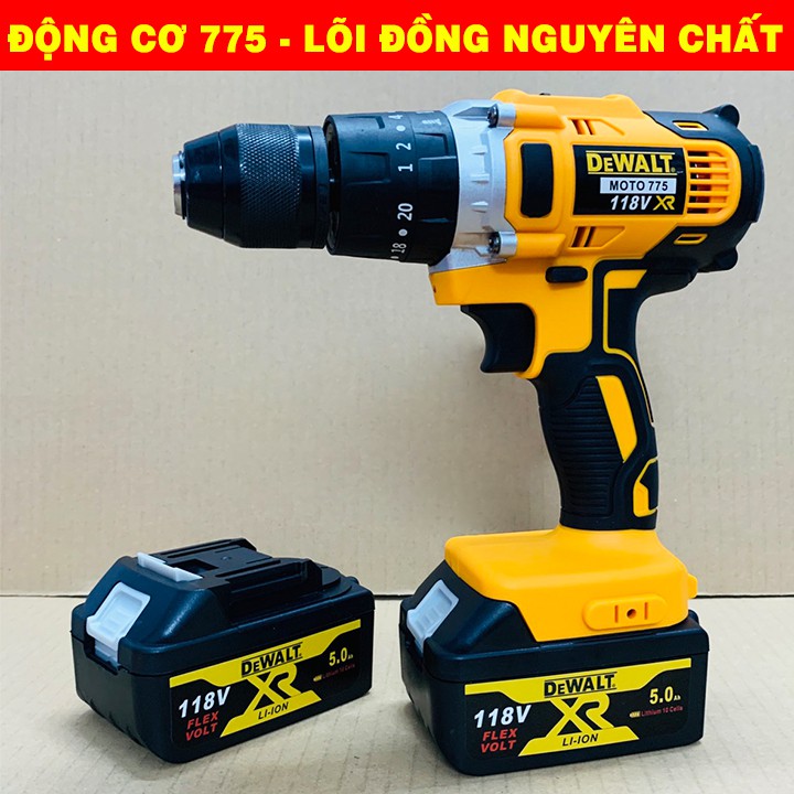 Máy khoan có búa dùng pin DEWALT 118V - PIN chuẩn 10 Cell - Khoan tường, bắt vit, siết bulong,..