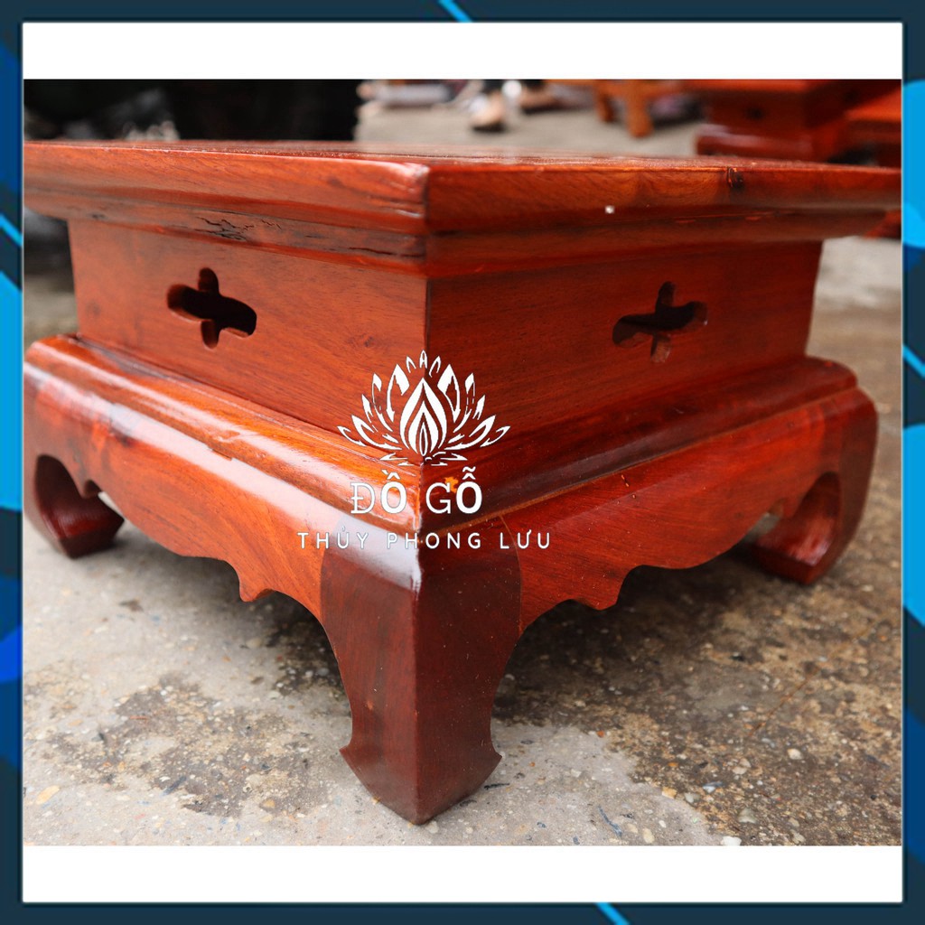 Kỉ vuông trơn - Đế vuông 2 tầng - gỗ hương - Kỷ trơn chân quỳ 4 cỡ mặt vuông