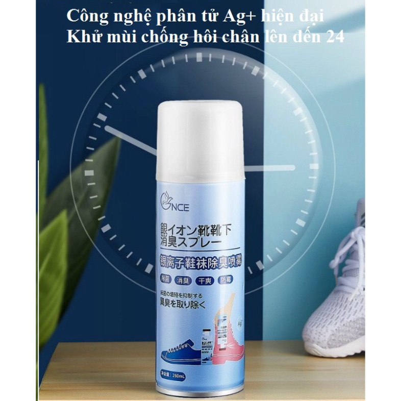Chai Xịt Khử Mùi Giày,Dép Chống Hôi Chân,Diệt Khuẩn Hiệu Quả Đến 24h Dung Tích 260ml