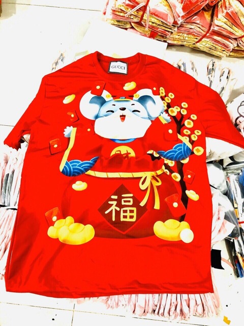 Áo thun form rộng chuột vàng in 3D