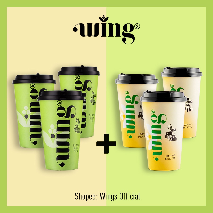 Trà Sữa Hòa Tan Wings Set 6 Cốc Mix - 3 Hồng Trà Sữa và 3 Trà Nhài Sữa Wings tự pha tại nhà