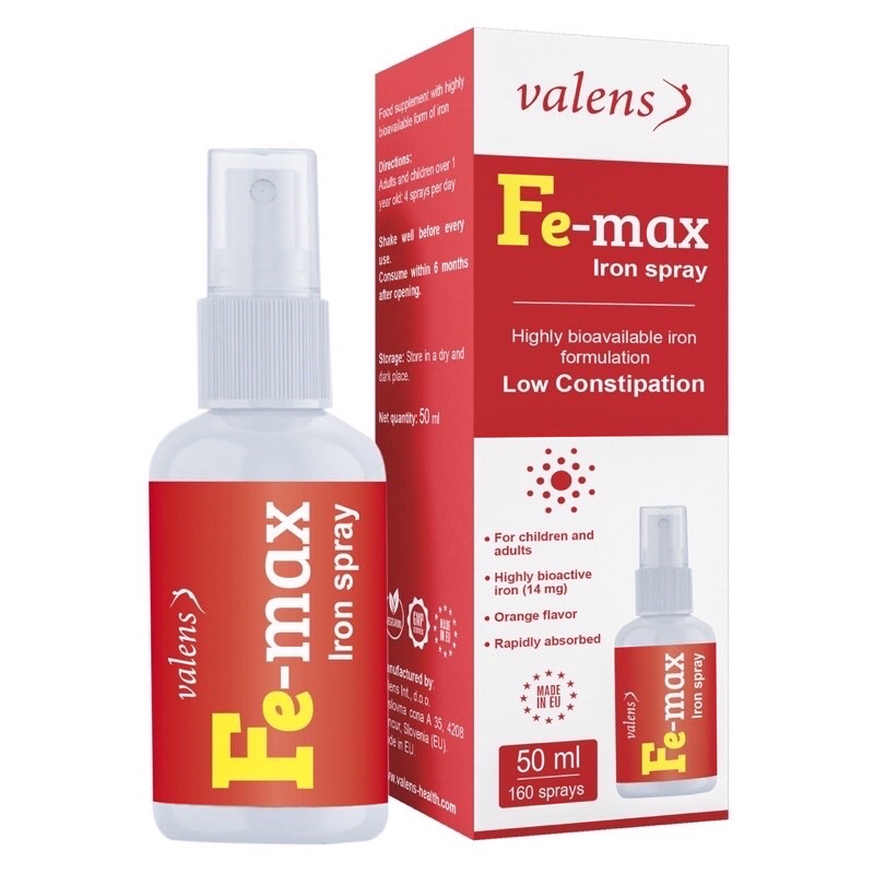 Sắt dạng Xịt Fe Max iron Spray - Bổ sung Sắt ,giúp hỗ trợ tạo máu,giảm nguy cơ thiếu máu do thiếu sắt