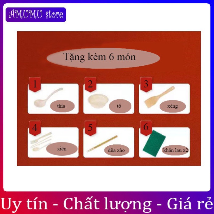 Nồi Lẩu Mini Đa Năng Xào, Hấp, Chiên, Nấu Cơm, Nấu Cháo - Bếp Điện Thông Minh Đa Năng Mini (Kèm Bộ Dụng Cụ 6 Món)