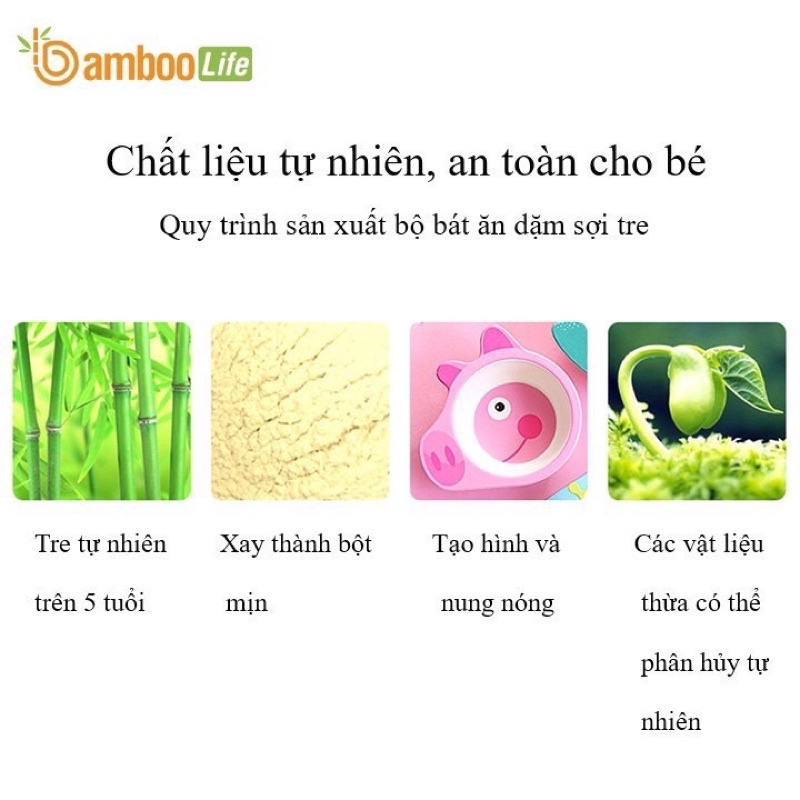 Bát ăn dặm lúa mạch cho bé hình thú cưng, Chén ăn dặm làm từ chất liệu nhựa sợi tre, chịu nhiệt cao, không độc hại