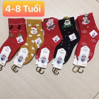 Set 10 ĐÔI TẤT TRẺ EM HÌNH NOEL HÀNG DẦY ĐẸP -LOẠI 1: 4-8 Tuổi .Điểm nhấn lông cổ tất .