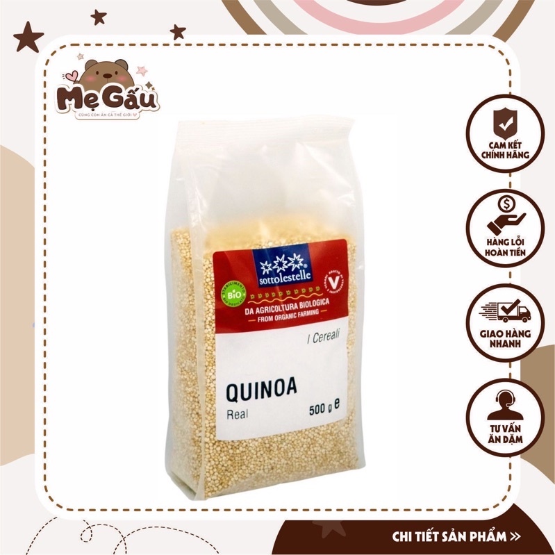 Hạt quinoa diêm mạch trắng hữu cơ Sotto 500g