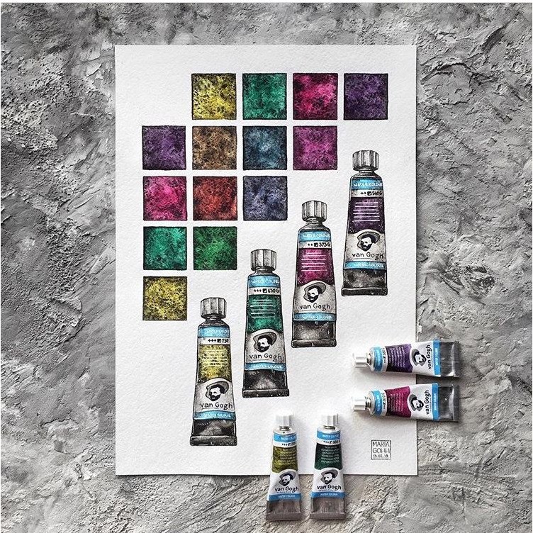 [Michi Art Store] Pocket màu nước tách lớp Dusk Van Gogh hộp 0,5ml, 1ml