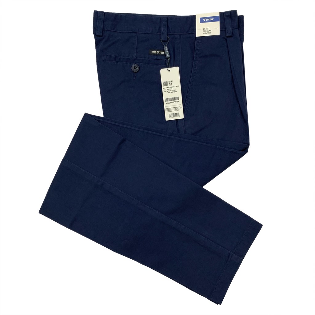 Viettien - Quần kaki nam màu xanh đen có 1ly regular 6213