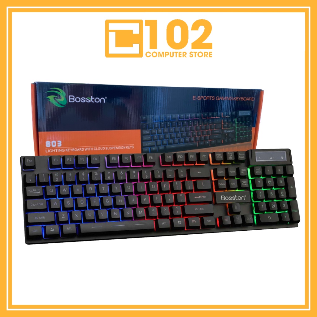 Bàn phím giả cơ Bosston 803 chuyên gaming hàng chính hãng, phím gõ nhạy và êm, led RGB đẹp, chống nước chống bám bụi