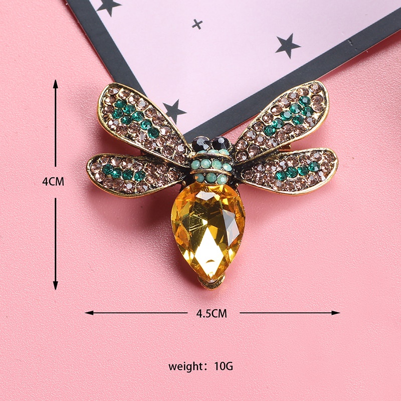 Lovely Insect Transparent Wing Bee Brooch Small Pin Scarf Decorative Neckline Brooch Women's Jewelry Crystal Rhinestone Brooch
