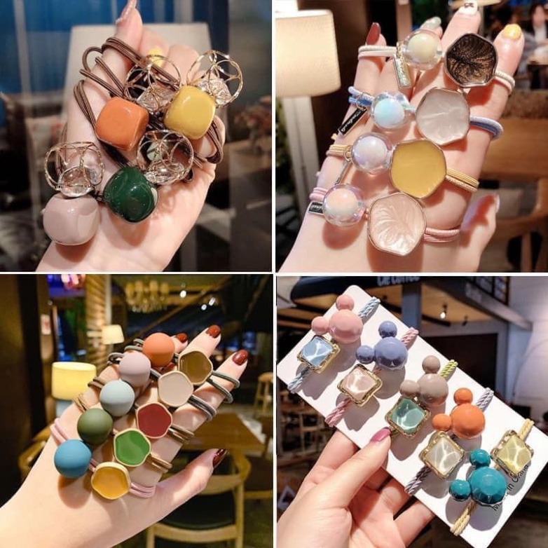 Dây buộc tóc🍀FREESHIP🍀 Set 20 chun buộc tóc túi nhựa trong mix nhiều hình dễ