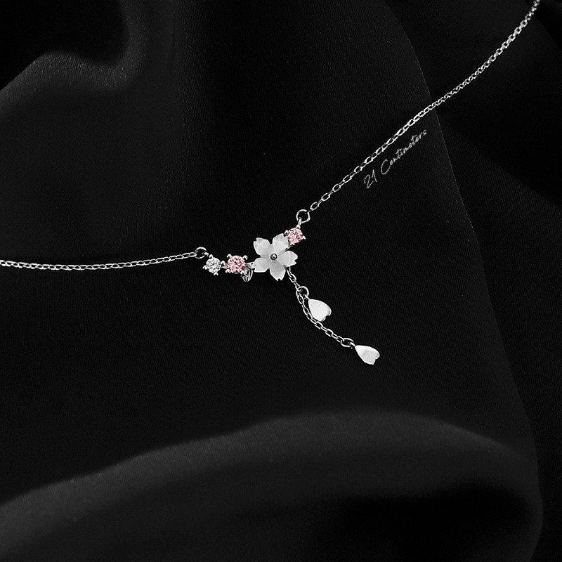 Dây chuyền bạc 21 Centimeters Diamond Flower