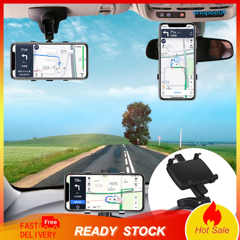 Giá Đỡ Điện Thoại Di Động Gắn Kính Chiếu Hậu Ô Tô Xoay 360 Độ