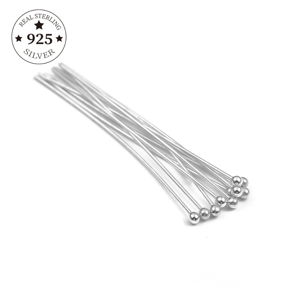 Set 2 kim gút tròn Beadia mạ bạc 925 làm đồ trang sức diy
