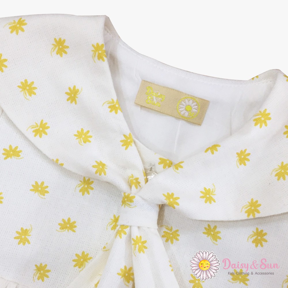 Đầm hoa nhí vải linen DAISY & SUN cổ thuỷ thủ xinh xắn cho bé gái (Mẫu hoạ tiết hoa cúc vàng)