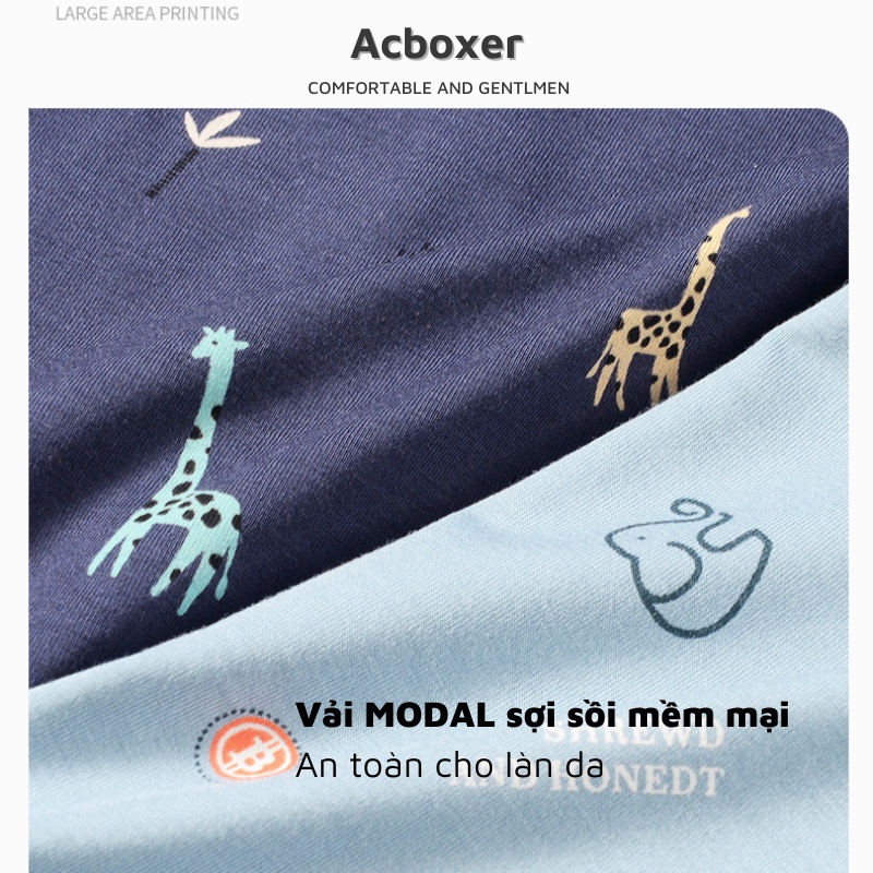 Quần lót nam sịp đùi boxer cao cấp vải Modal  in họa tiết mềm mại thoáng khí ACBX01