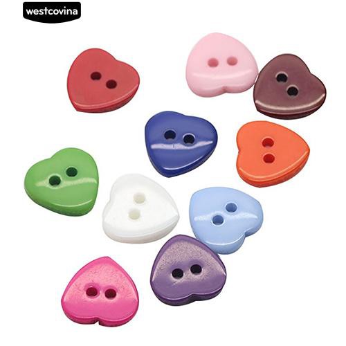 Set 100 nút hình trái tim 10mm tự làm may vá thủ công