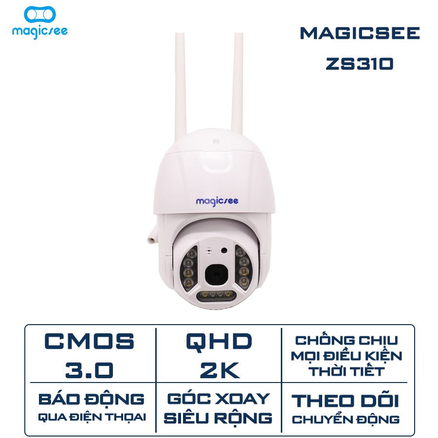 Camera giám sát ngoài trời không dây wifi Magicsee ZS310 Độ phân giải 2K AI