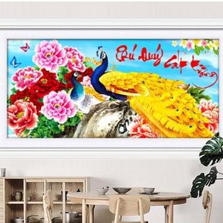 Tranh đính đá phú quy cát tường df278 154x75cm, chưa đính