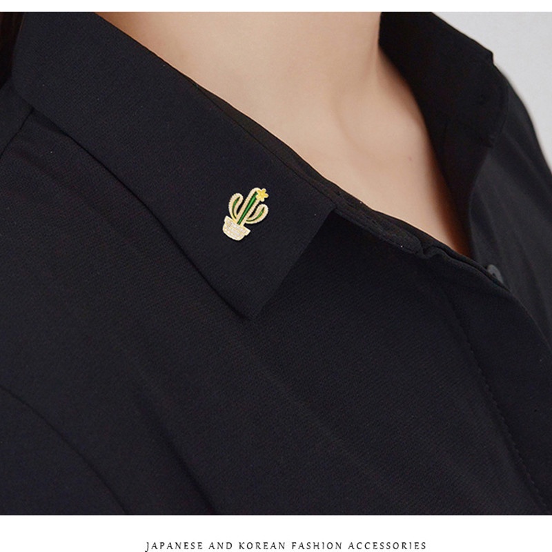 Thời trang cao cấp Kim cương Xương rồng Trâm cài áo Quần áo tinh tế Ghim cổ áo Phụ kiện nữ sang trọng Hàn Quốc